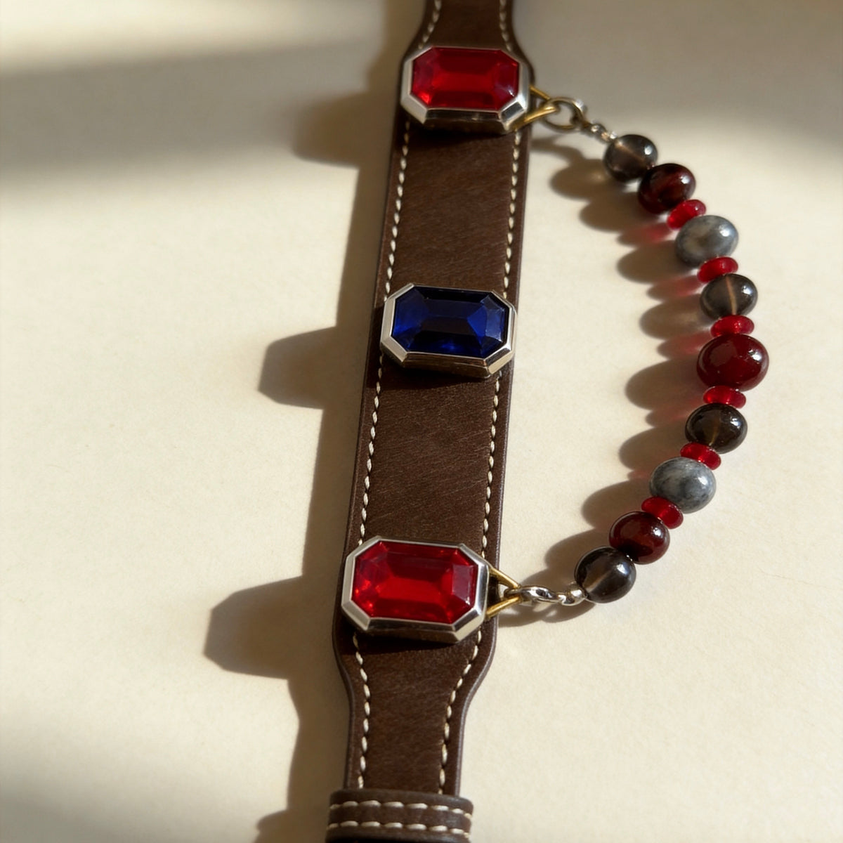 Red Agate Smoky Quartz Crystal Pet Collar Necklace