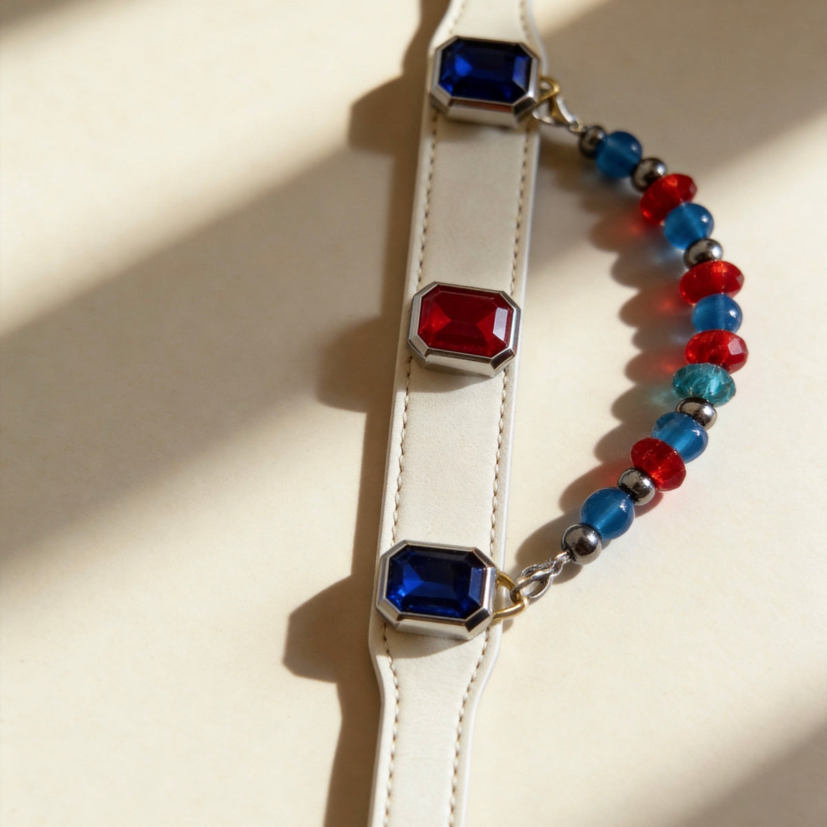 Blue Red Crystal Gemstone Pet Collar Necklace
