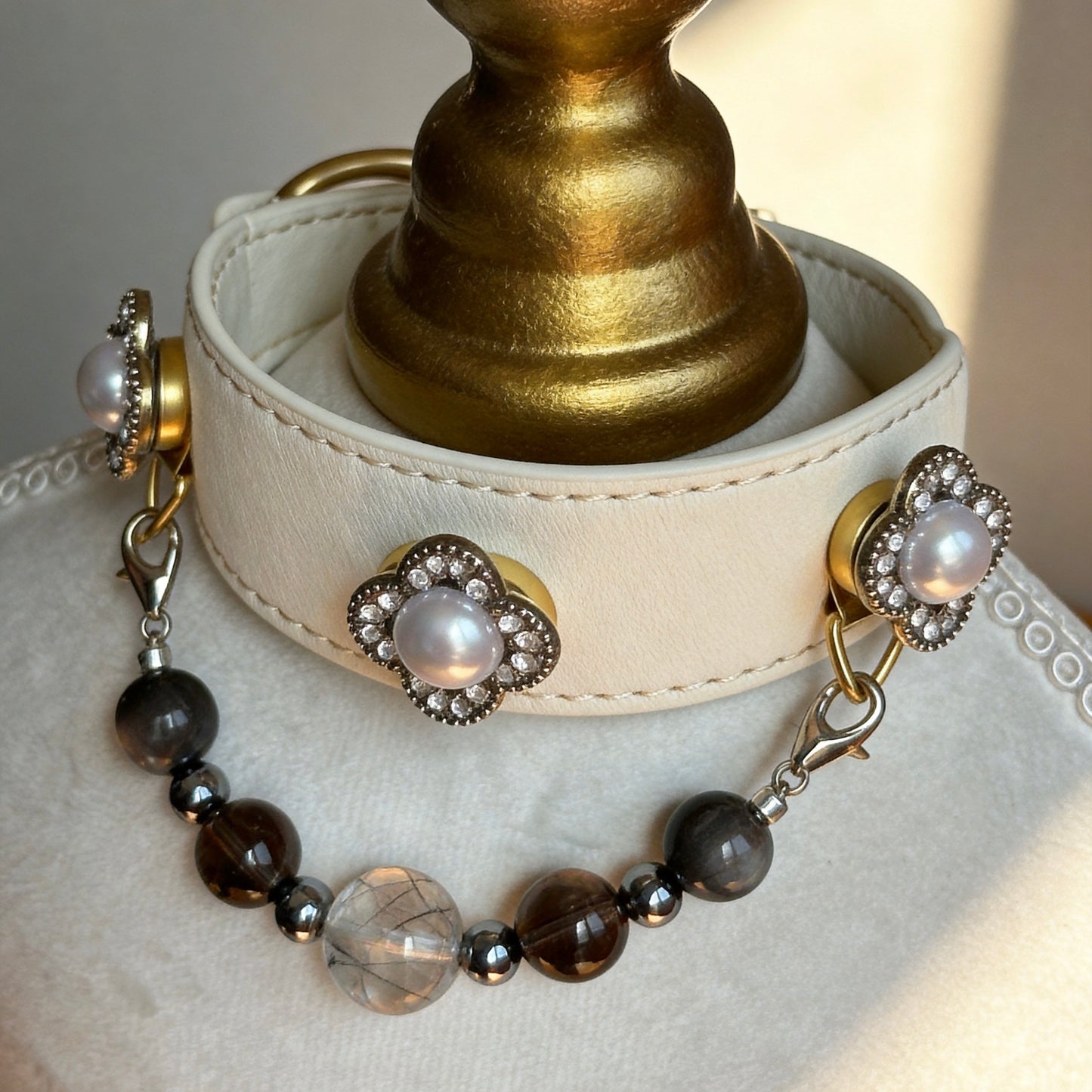 Rutilated Quartz Black Crystal Pet Collar Necklace