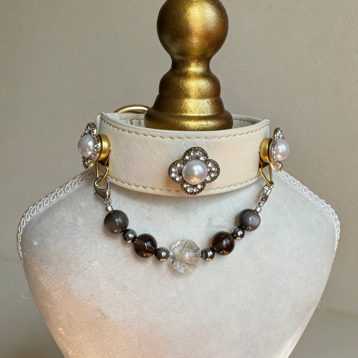 Rutilated Quartz Black Crystal Pet Collar Necklace