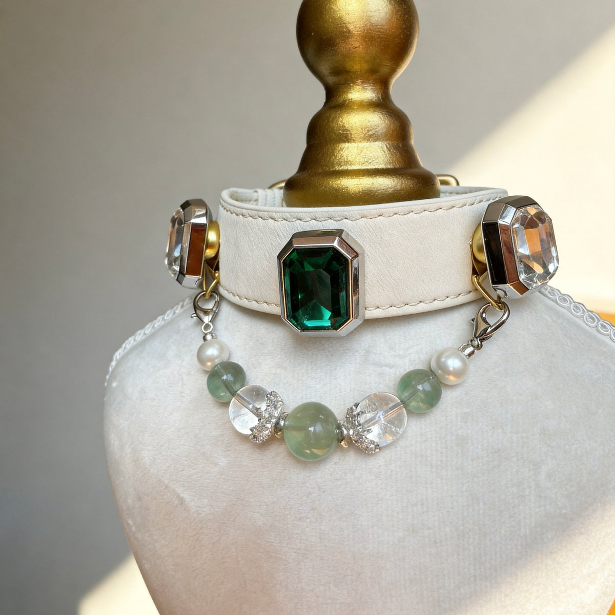 Green Fluorite Crystal Pet Collar Necklace