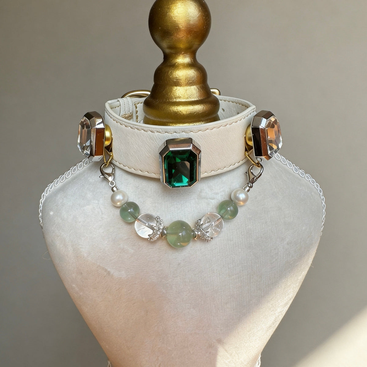 Green Fluorite Crystal Pet Collar Necklace